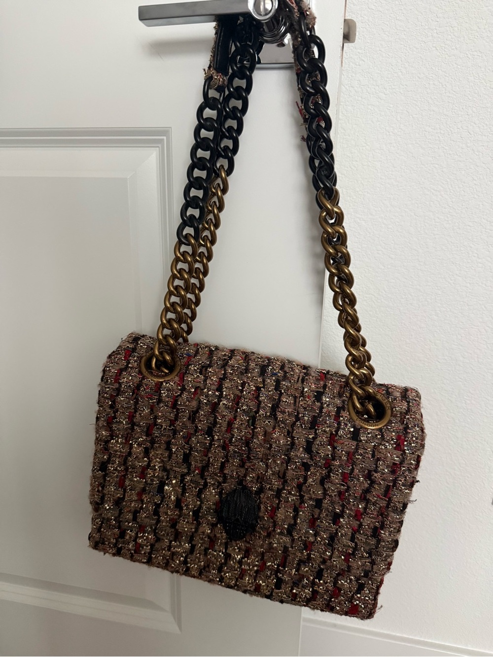 Kurt Geiger Kensington Tweed Shoulder Bag with Gold Chain - Picture 4 of 15